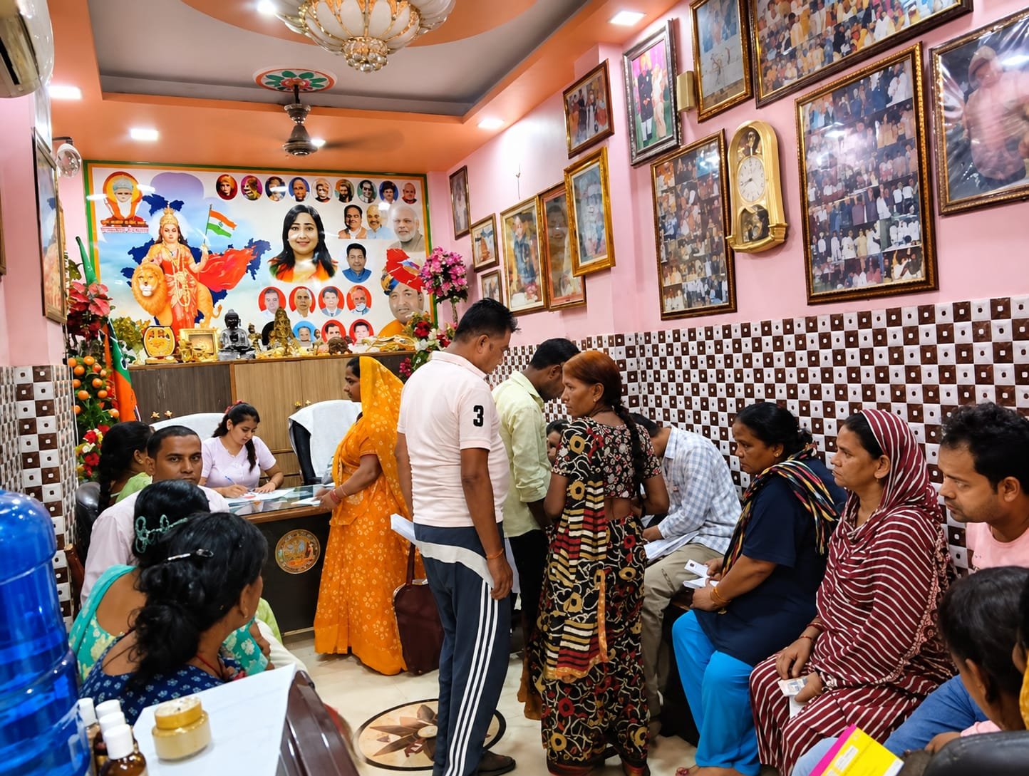 Volunteers engaging with a family at home